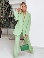 green high street 2 pc womens suit office set casual blazer jacket and wide leg pants free style for daily life dressing