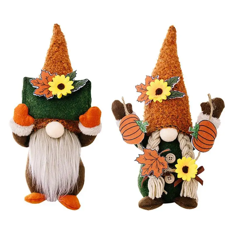 

Thanksgiving Gnomes Decor Fall Decoration Dwarf With Maple Leaf Dwarf Faceless Sunflower Plush Swedish Gnomes Ornaments