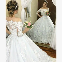 off shoulderl white plus size ball gown gothic wedding dresses lace beaded backless vintage bridal vestidos de novia
