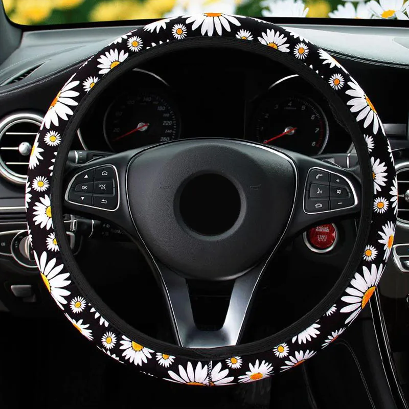 

Daisy Steering Wheel Cover Elastic Printed Protector Steering Universal Wheel Car Cover Top Sale Duable High Quality