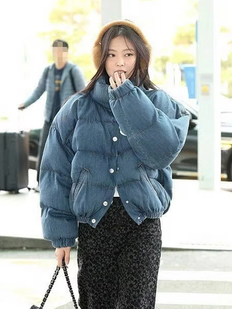 Jin Zhini Jennje Same Sle Синяя джинсовая куртка на хлопковой подкладке Верхняя одежда