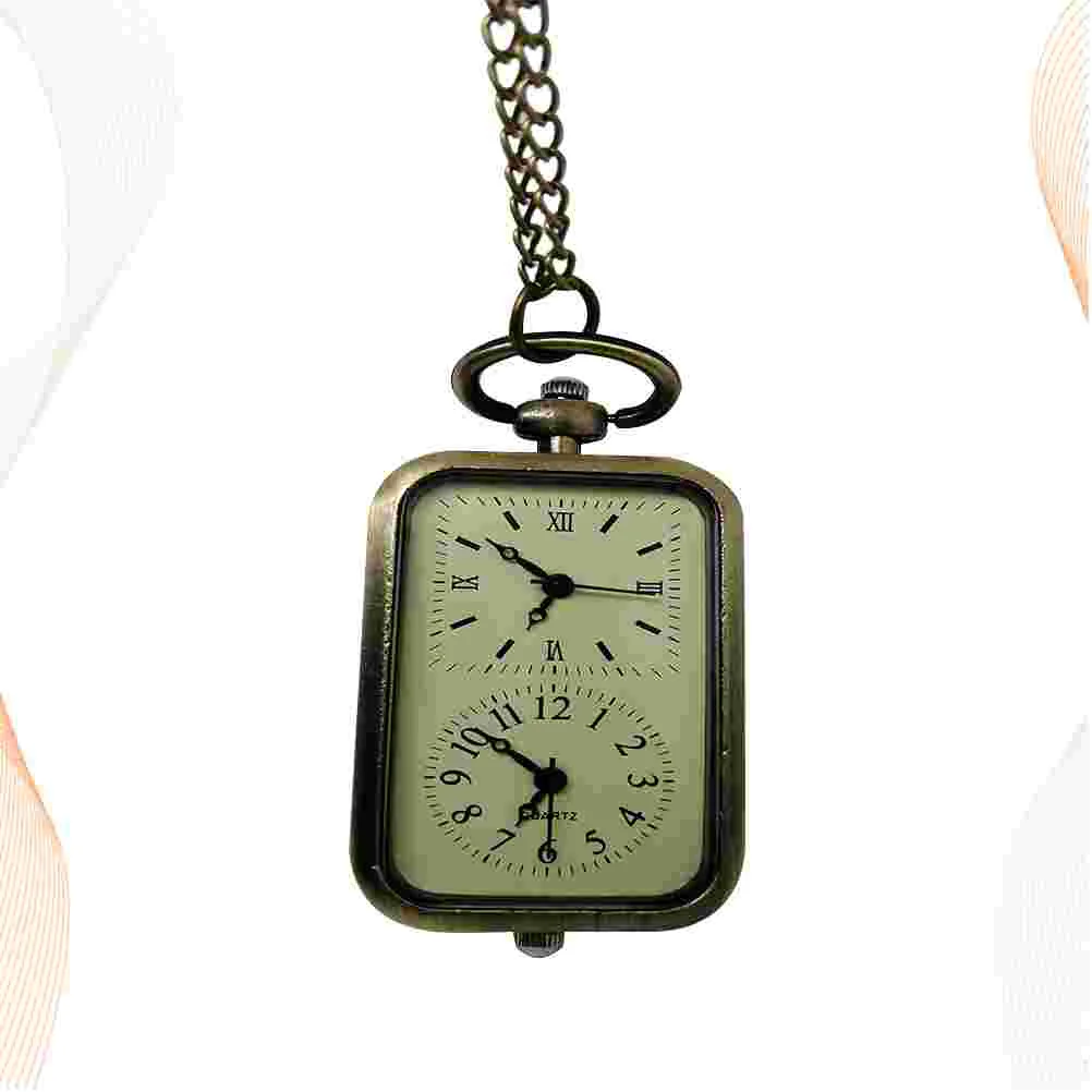 

1PC Double Movement Retro Hanging Pocket Watch Vintage Watch Pendant Chain Necklace