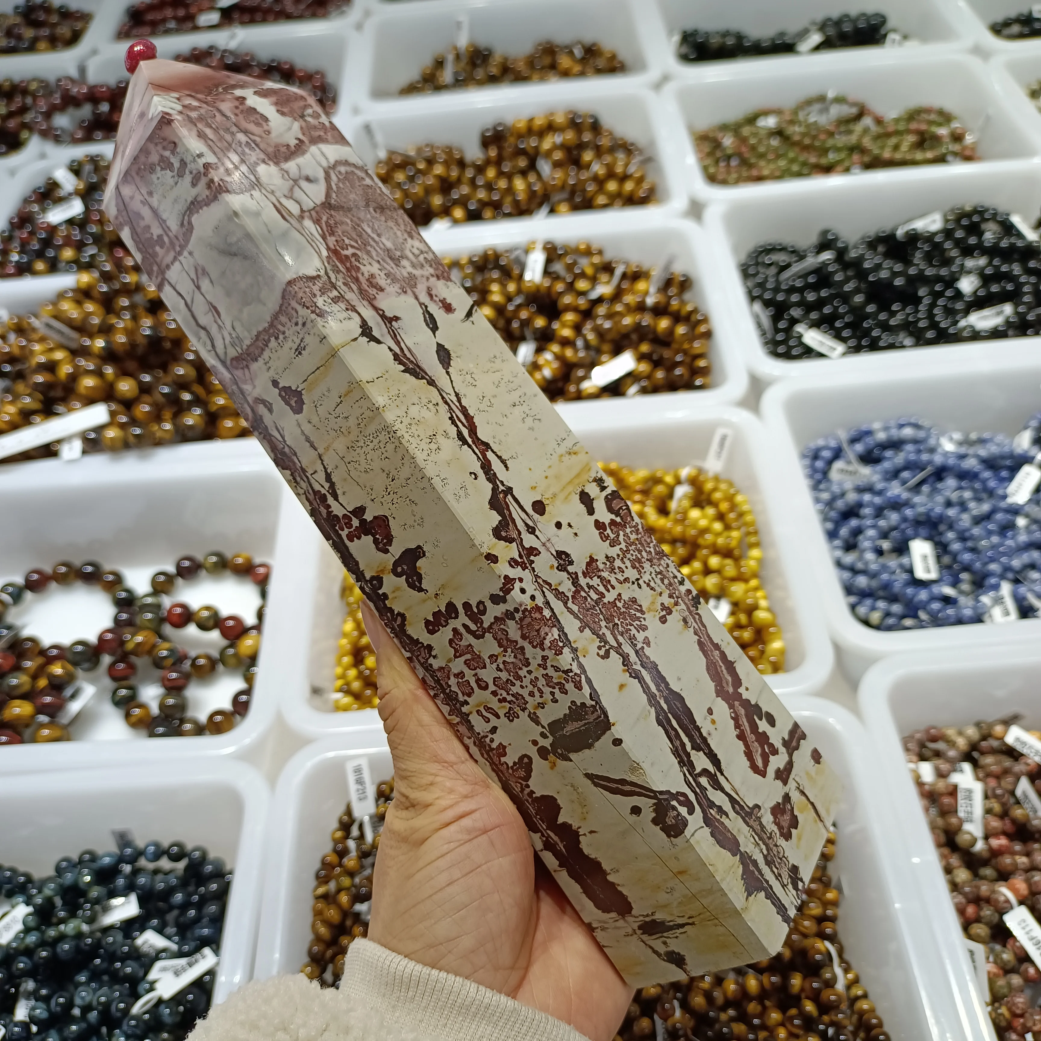 

Natural Chinese Painting Stone Pillar Crystal Energy Ore Wand Home Office Decoration Gifts Feng Shui Healing Ornaments