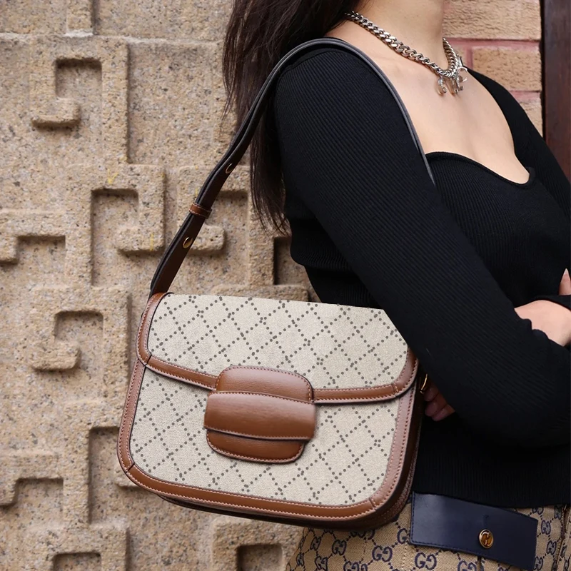 

Fashion Brand Designer Leather Classic 1955 Messenger Bag Shoulder Bag Large Capacity Horsebit Design Handbag Small Square Bag