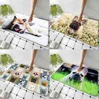 mini french bulldog pet dog printed flannel floor mat bathroom decor carpet non slip for living room kitchen welcome doormat