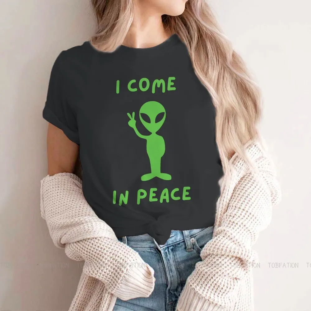 

Футболка I Come In Peace с круглым вырезом, Классическая футболка из волшебной ткани с инопланетянином, звездой, ужасом, женская одежда, индивидуа...