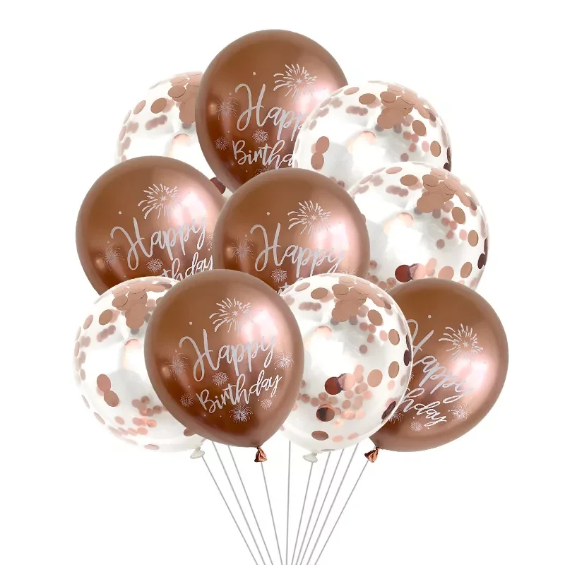 

12inch Metal Happy Birthday Balloon Rose Gold Confetti Chrome Balloons for Baby Shower Birthday Party Decorations