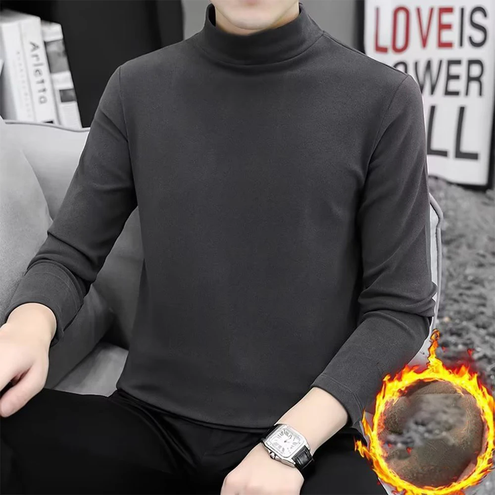 

Mens Casual Thermal Tops Winter Keep Warm Turtleneck Pullover Long Sleeve T-Shirt Slim Fit Top Male Thermal Underwear Warm Cloth
