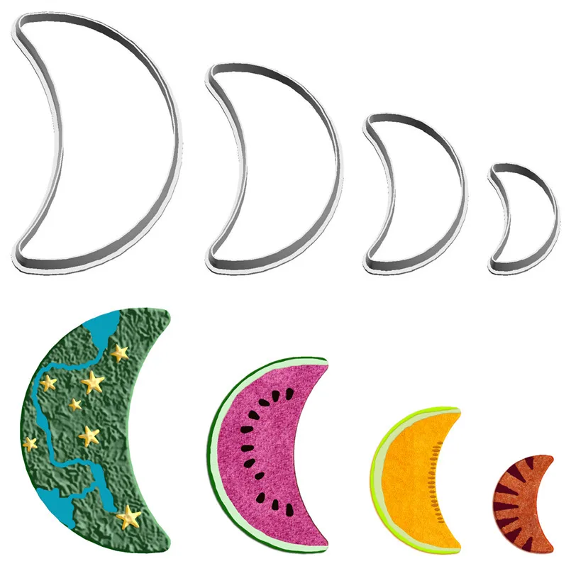 

Four Specifications Cartoon Astronomy Graphics Crooked Moon,Plastic Mold,Cake Fondant Tools,Cookie Sushi and Fruits Cutters