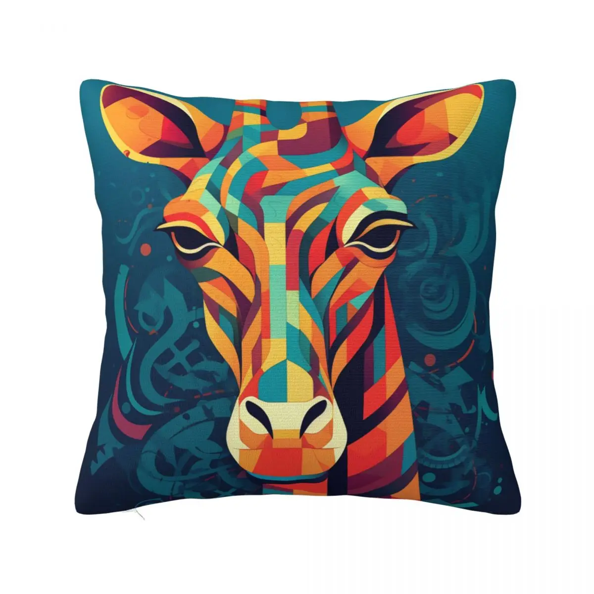 

Giraffe Pillow Case Graffiti Colorful Funny Polyester Pillowcase Cushion Zipper Spring Cover
