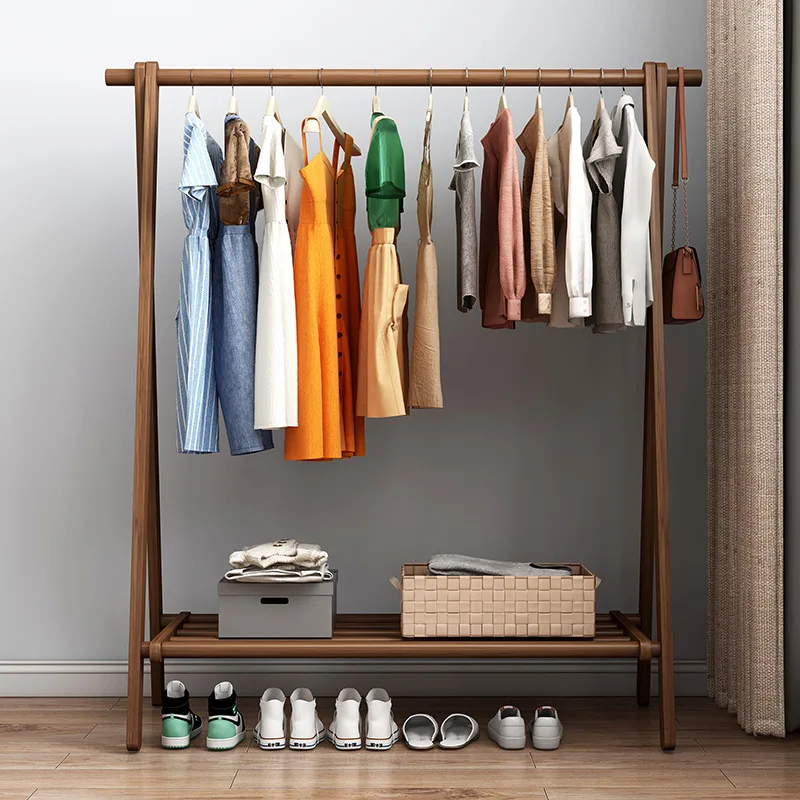 Вешалка для пальто от пола до потолка простая Бытовая вешалка одежды из массива