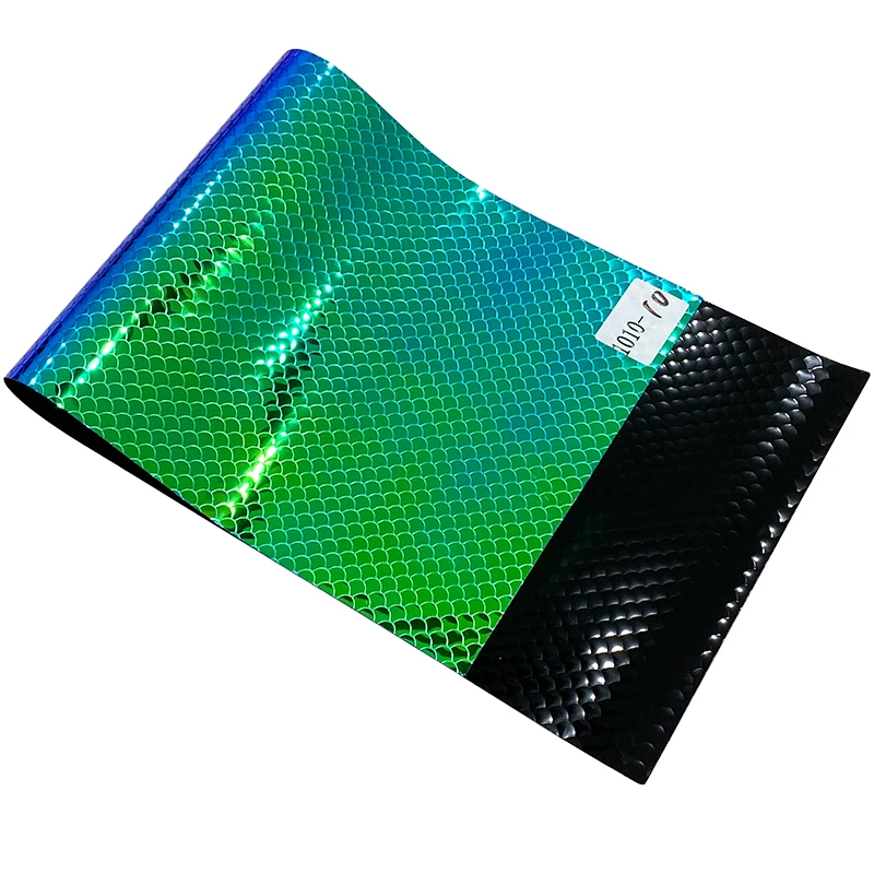 

Magic Bright Color Embossed Synthetic PU Holographic Faux Leather Sheets for Backpacks Earrings Hairpins Bags DIY Crafts 30x135