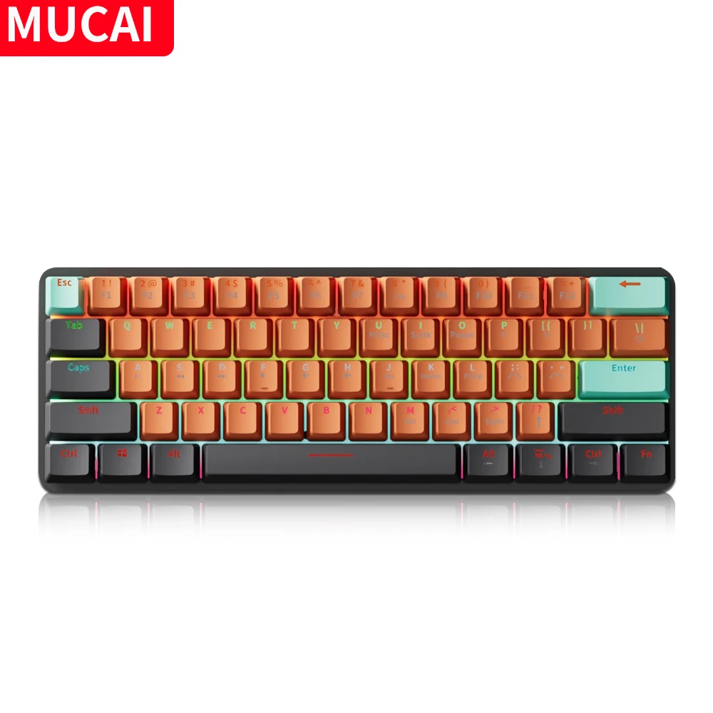 

MUCAI 61 Key USB Wired Mechanical Keyboard LED Backlit Axis Gaming Mechanical Keyboard Gateron Optical Switches For Desktop