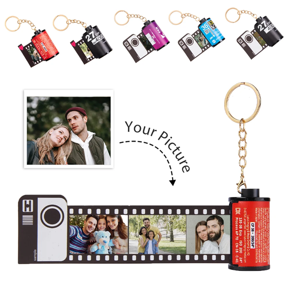 

5/10 Film Roll Keychain Couple Gifts DIY Photo Album Cover Personalized Keyrings Custom Commemorative Valentine's Day Gift