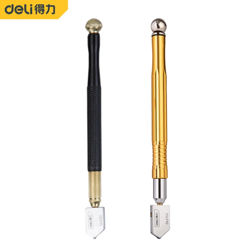 

Deli Tools 2 Pcs Set 180mm Steel Alloy Glass Cutter Detachable Non-slip Metal Handle Multifunction Tiling Portable Hand Tool