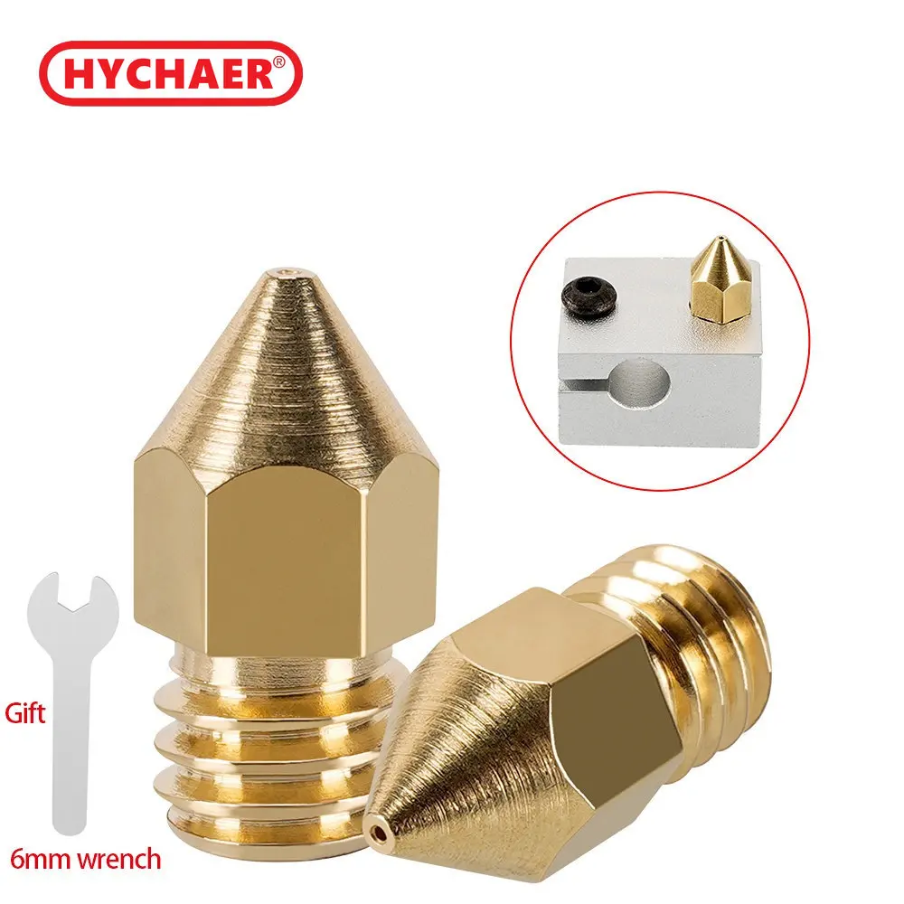 

10 шт., форсунка экструдера MK8, медная латунь, 0,4 мм, 0,1-1,0 мм, Форсунка для 3D-принтера mk8, J-образная Экструзионная Форсунка для нити 1,75 мм, 3 мм