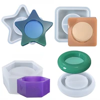 new five pointed star candlestick epoxy resin mold diy candle holder mould heart square uv crystal crafts home decorating tools