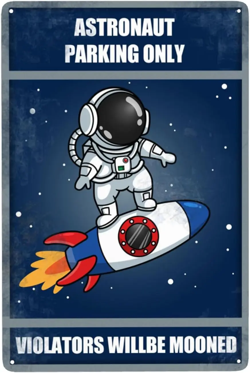 lumnum Metl Sgn stronut Moon Rover Забавный внешний постер Spce Only Prkng Плакат Decorted для комнаты