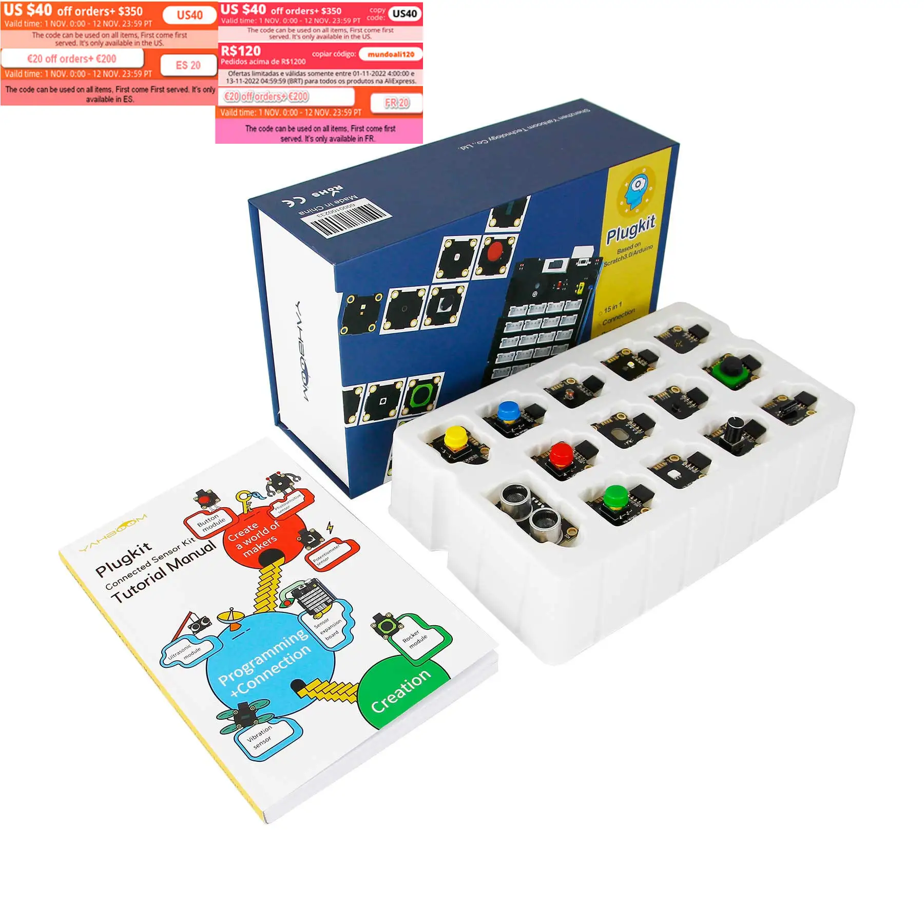 

Yahboom Crocokit Sensor Kit with Alligator Clip for DIY Projects Compatible with Microbit V2 V1.5 Robot Programming Toy Kit