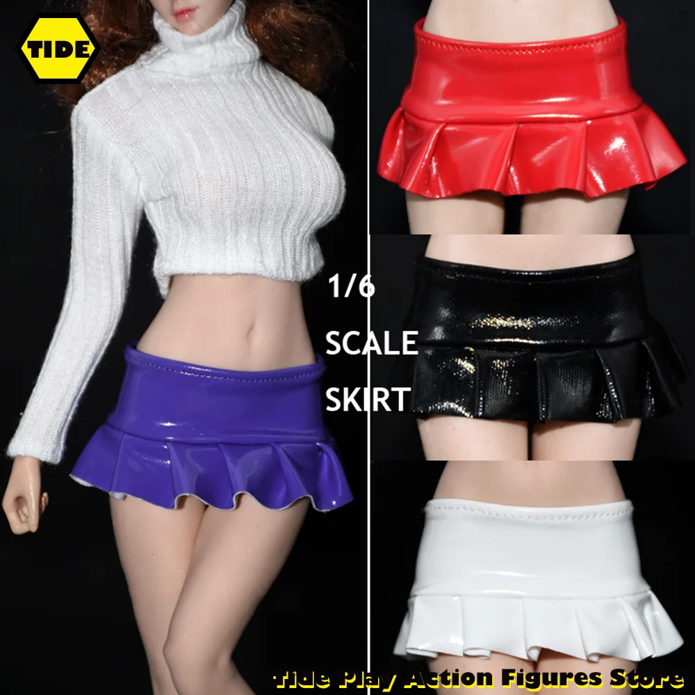 

4 Colors 1/6 Female Soldier Tight Sexy Package Hip Miniskirt Mini PU Leather Skirt Fits 12 Inches Action Figure Models