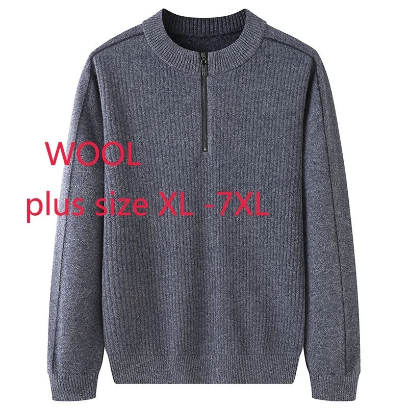 Large Winter New Autumn Arrival Suepr Men Fashion Casual Zipper Half Cardigan Pullovers Thick Sweater Plus Size XL-4XL5XL6XL7XL