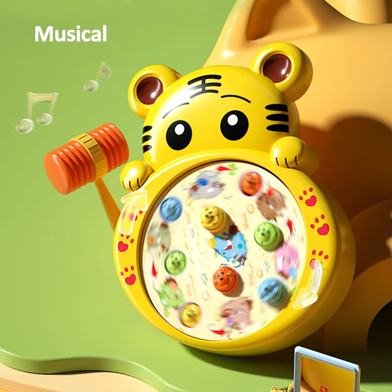 

Baby Music Toy Whack-A-Mole Hammer Tiger Playing Hamster Interactive Game Early Educational for 1 Year Baby Music Game Toy Gifts