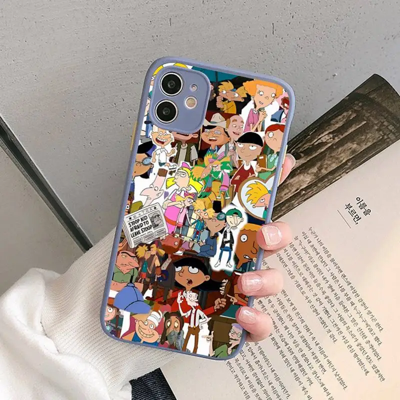

Hey Arnolds Cartoon Phone Case for iPhone X XR XS 7 8 Plus 11 12 13 pro MAX 13mini Translucent Matte Case