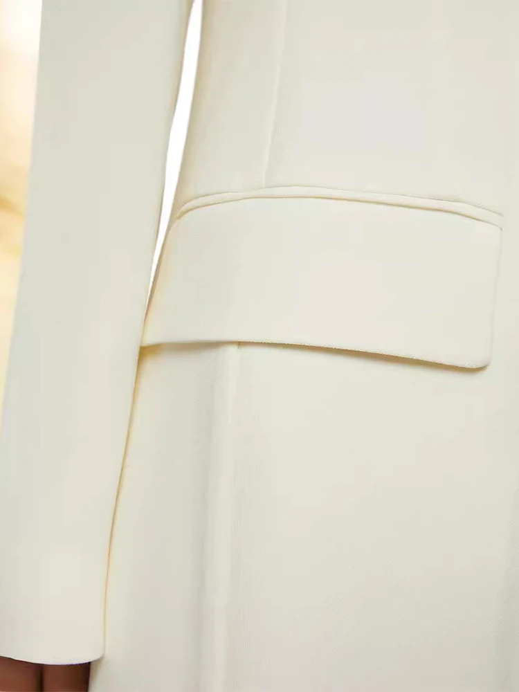 Женский бежевый приталенный Блейзер до колена новый пиджак с отложным