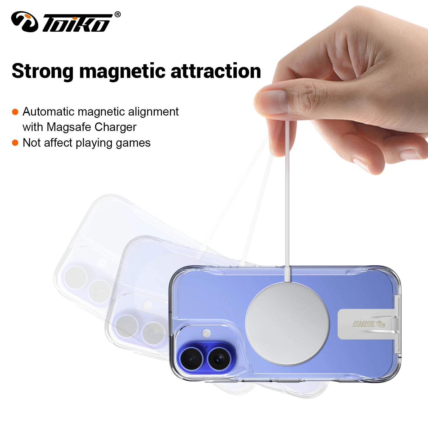 TOIKO Titan Прозрачный ударопрочный чехол с подставкой Magsafe для iPhone 16 Pro Max Plus