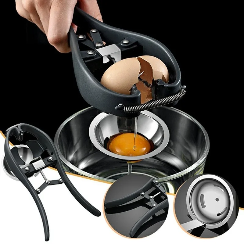 

C5 304 Stainless Steel Egg Opener Shelling Useful Things Kitchen Tool Egg Yolk Egg White Separator Household Kitchen Essentials