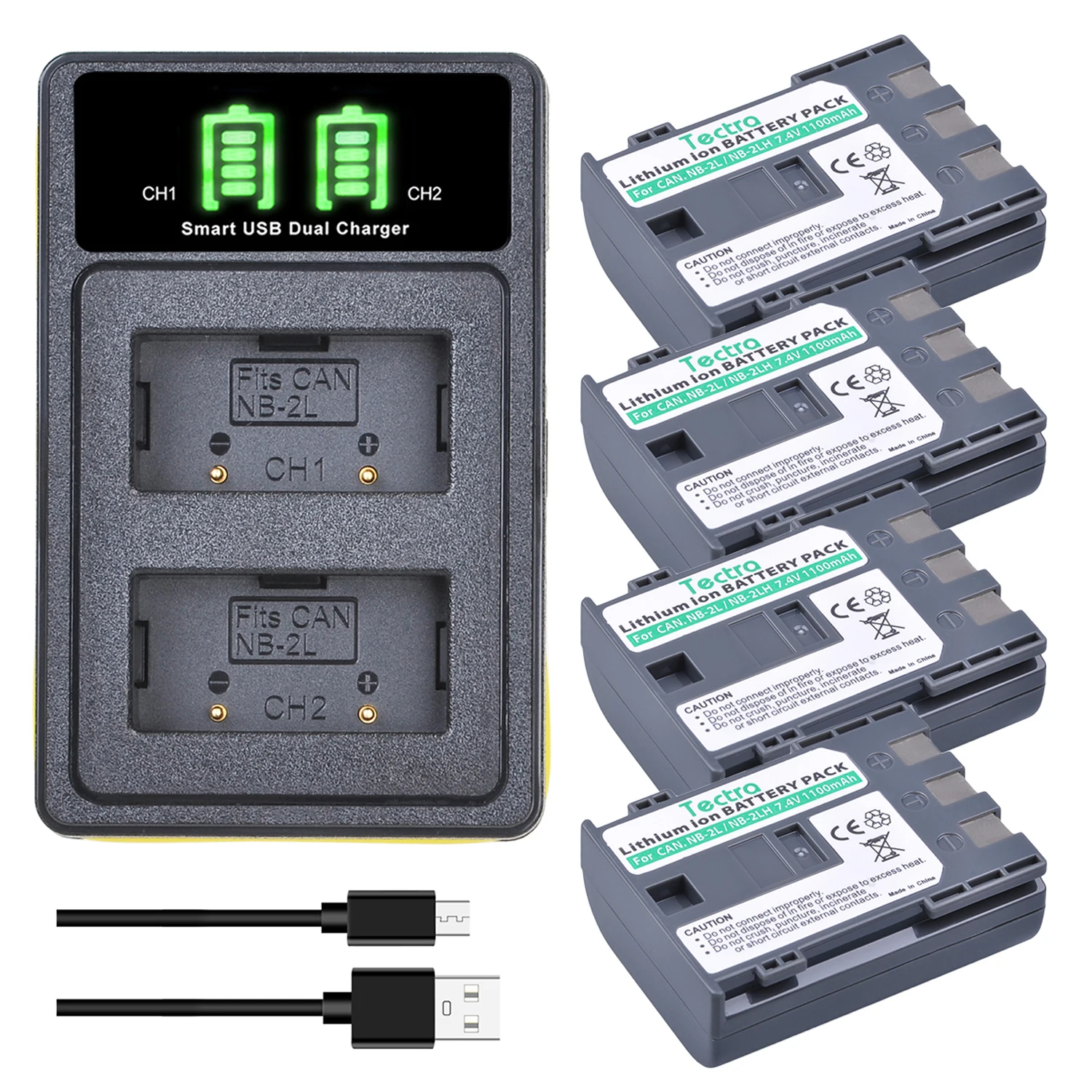 NB-2L NB2L NB2LH Литий-ионный аккумулятор и двойное зарядное устройство USB для Canon 350D 400D G7