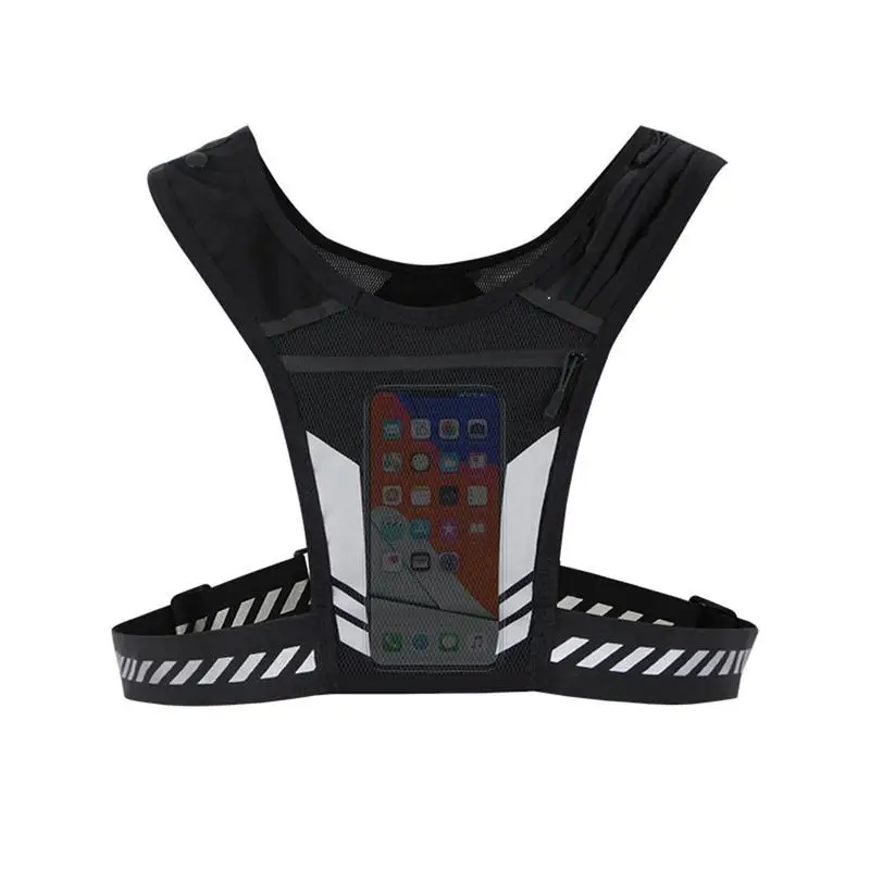 Running Vest for Runners Reflective Running Vest Water Bottle Phone Holder Bag Universal Vest for Joggers Cycling Nights Sports