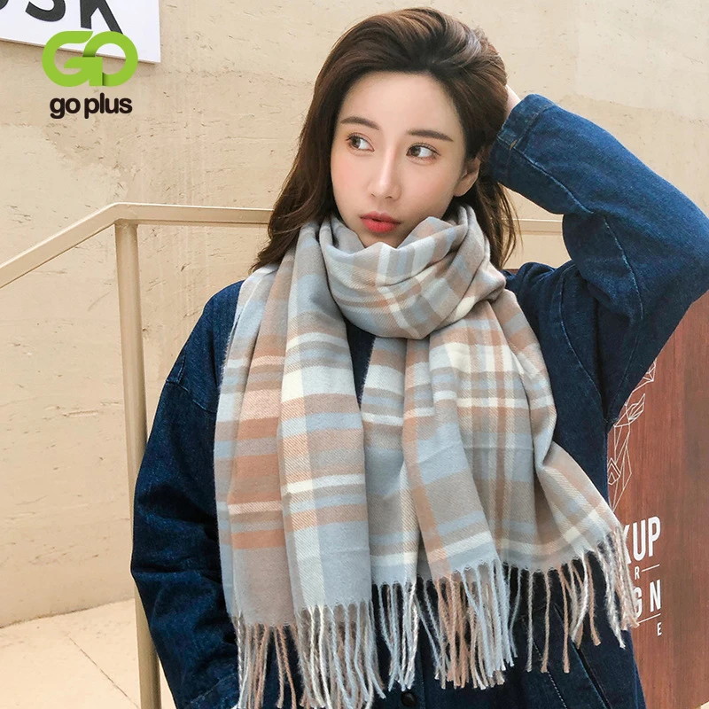 GOPLUS Women's Knitted Scarves Winter Korean Style Warm Casal Plaid Womans Bufandas Invierno Mujer |