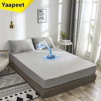 waterproof anti mite mattress protector cover solid fitted sheet protection for woman baby children kids bed linens with elastic