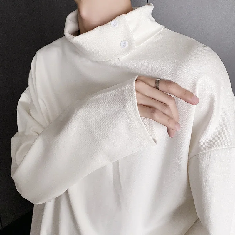Spring Autumn Men's Solid Color Sweatshirt Long Sleeve Top Korean Style Fashion Streetwear Men Clothing Harajuku Sweatshirt Q66