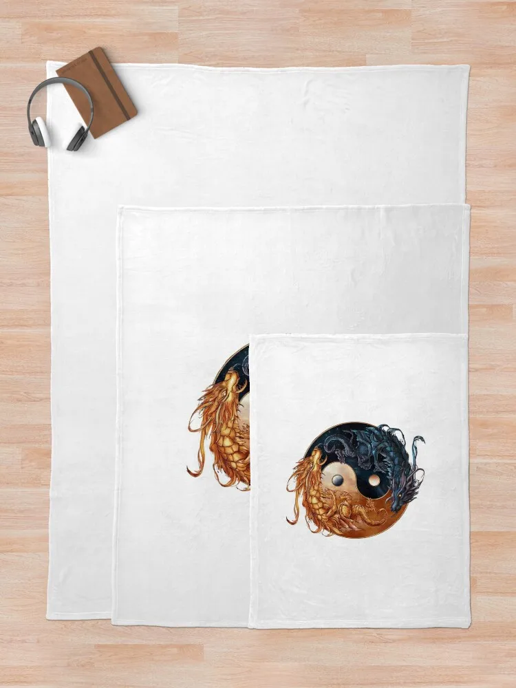 Одеяло с драконом Инь Ян клетчатое теплое зимнее декоративное одеяло для дивана