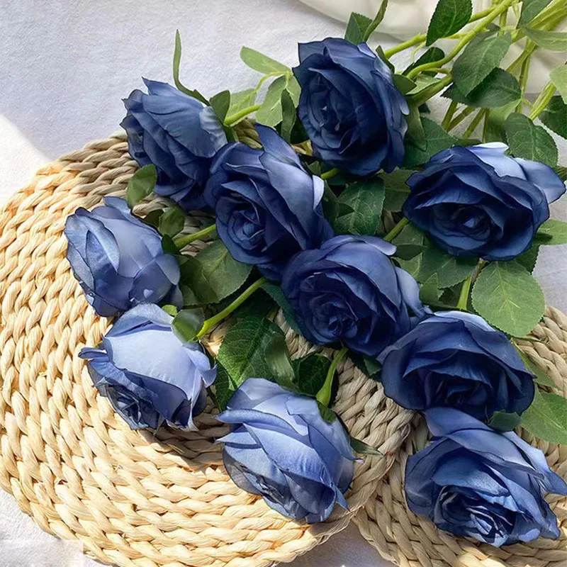 

Искусственные цветы, винтажная синяя Роза, букет, Декор для дома, предметы интерьера, реквизит для стрельбы, День святого Валентина