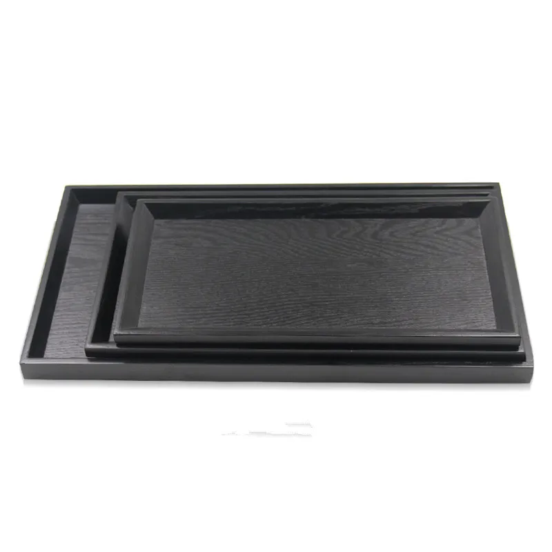 

Japan Style Solid Wooden Tray Black Rectangle Plate for Home/Hotel Serving Tray Storage Tray Wood Tableware Customized