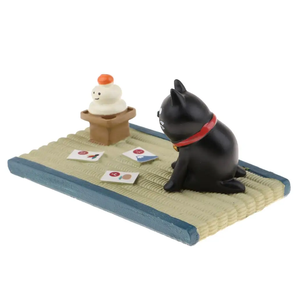 

Handmade Resin Cat Cards Model 1/12 Dollhouse Room Items Fairy Garden Decor