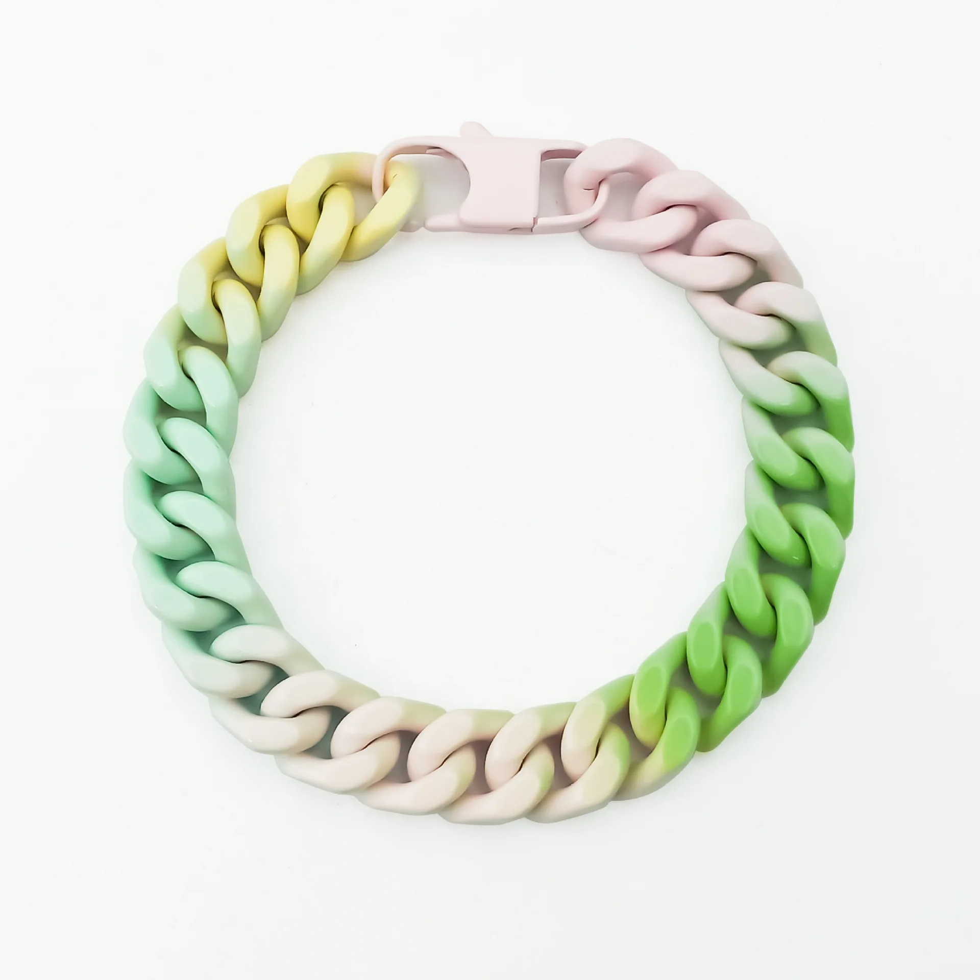 

Punk Style Titanium Steel Colorful Hip Hop Cuban Necklace Bracelet Men's Ins Stainless Steel Colorless Necklace Bracelet Luxury