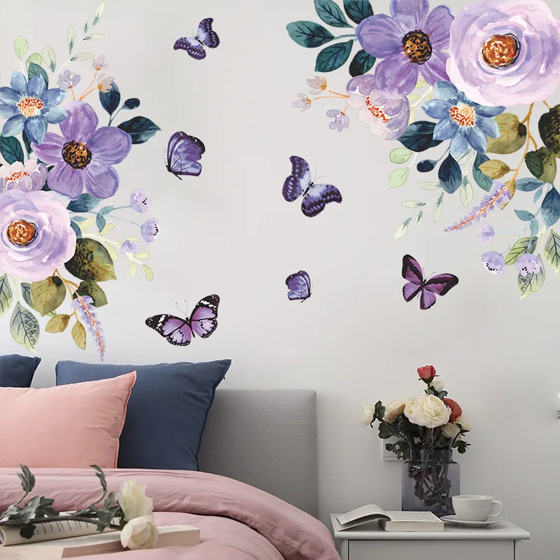 

30*90CM Colorful Flower Butterfly Wall Sticker PVC Waterproof Self-adhesive Wall Decals Home Living Room Decoration Art Mural