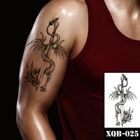 dragon waterproof temporary tattoo sticker black sword pearl necklace design fake tattoos flash tatoo arm body art for women men
