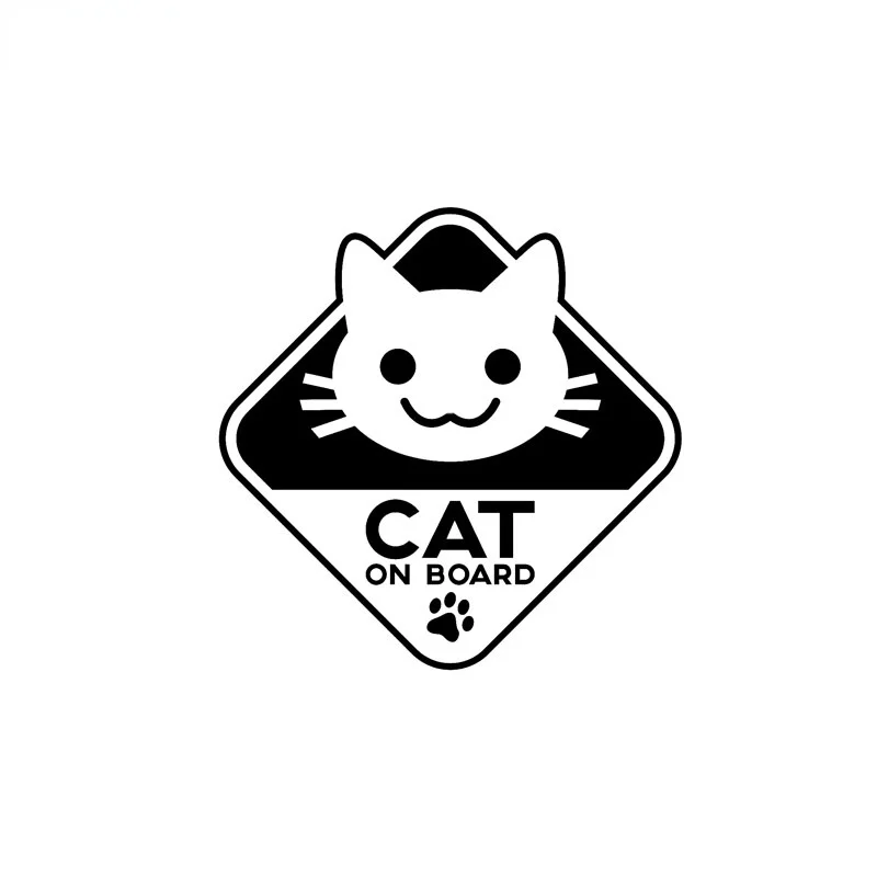 

16CM*16CM Funny Vinyl Sticker Car Decal CAT ON BOARD Black/Silver
