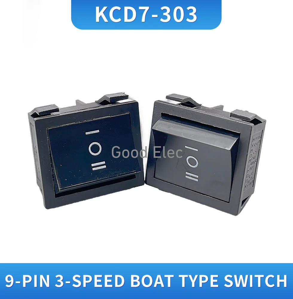 

KCD7-303 корабельный переключатель ON-OF-ON 9-контактный 36*31 мм 16A250V/20A125V выключатель питания