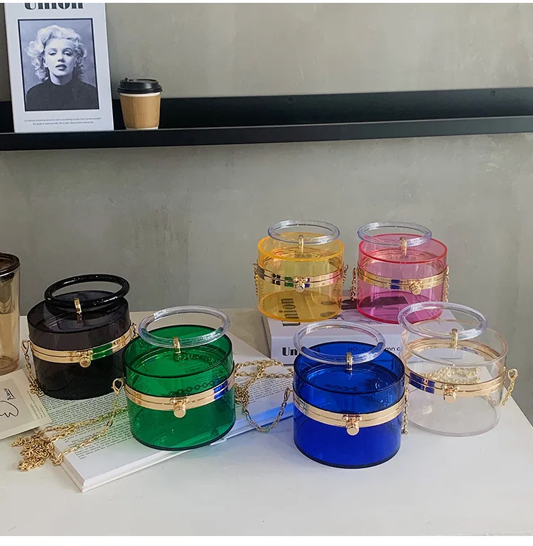 

Summer Transparent Acrylic Round Party Clutch Evening Bag For Women 2022 Female Purses And Handbags Mini Shoulder Crossbody Bag