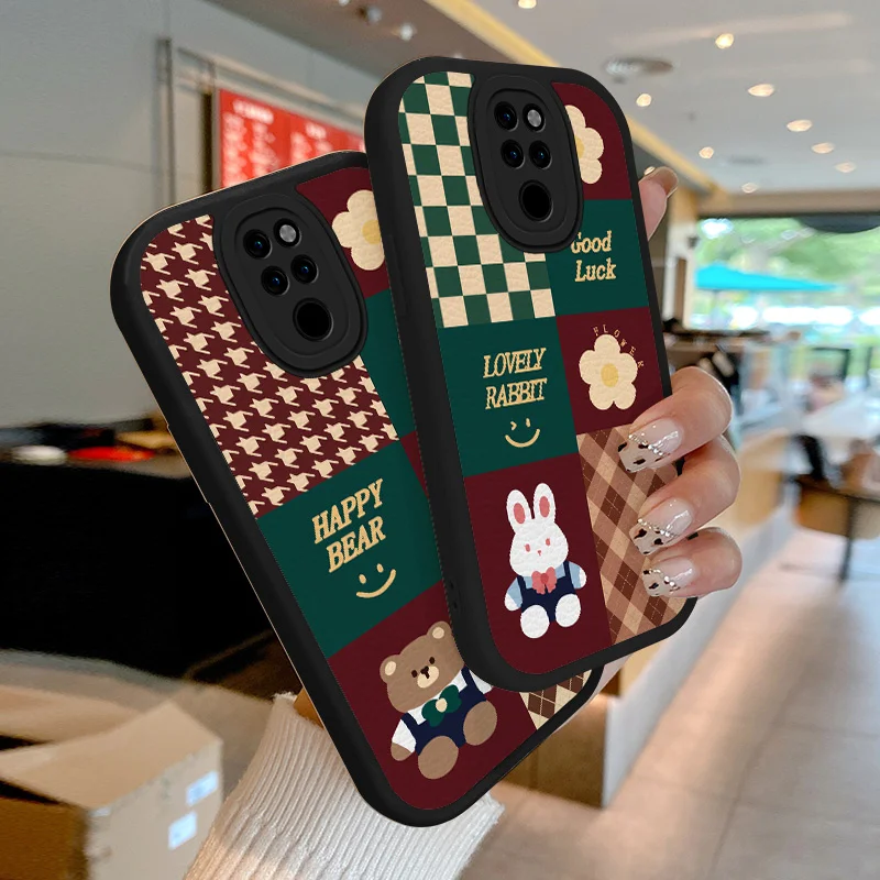 

For Huawei Mate 20 Pro P20 P30 Pro P40 Lite 4G 5G Nova 4E 5T 7i 7 SE Honor 20 20S Case Splicing Rhombic Rabbit Lambskin Cover