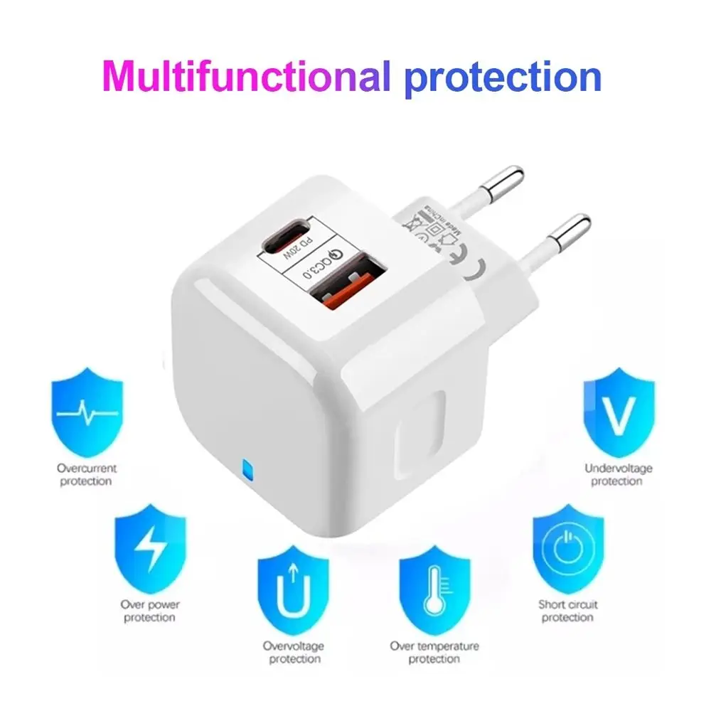 

Mini 2 Ports PD Quick Charge Dual USB Charger Wall Charger Charging Adapter Travel Charger