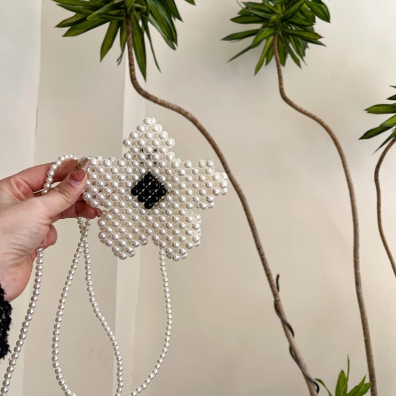 

2022 Cute Little Girls Pearl Purses and Handbags Kawaii Baby Coin Pouch Flower Crossbody Bag Kids Small Party Purse Gift