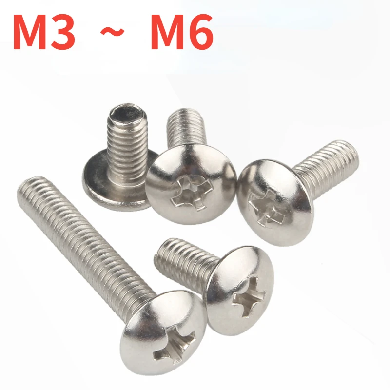 

20/50pcs M3 M4 M5 M6 Nickel Plated Large Flat Head Screw Half Round Head Umbrella Head Screw