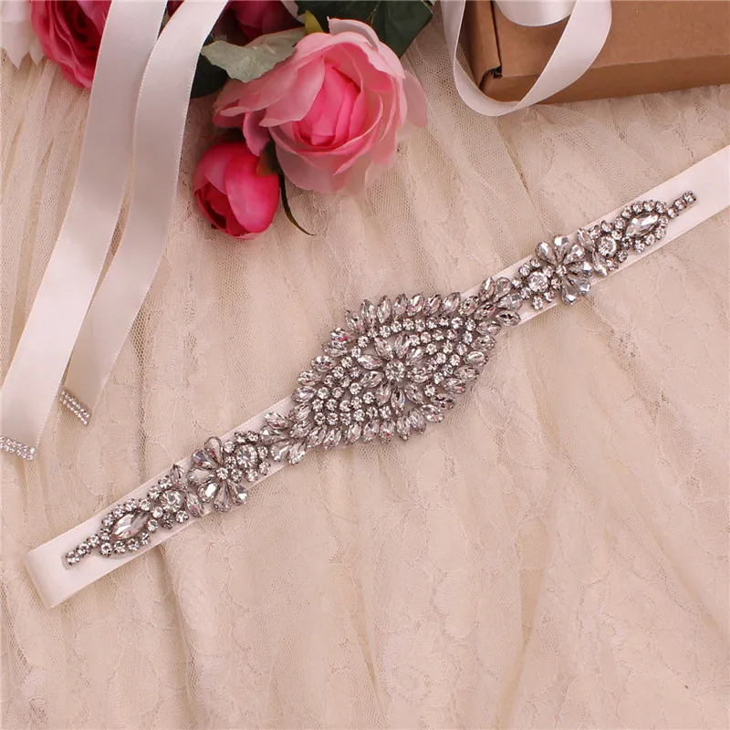 

Bridal Belts Bling Wedding Women Jewelry Silver Rhinestone Pearl Crystal Sparkly Party Formal Dress Diamond Sash